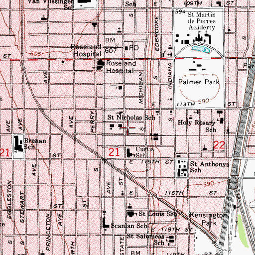 Topographic Map of First Corinthians Baptist Church, IL