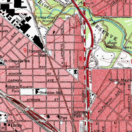 Topographic Map of Forest Glen Baptist Church, IL