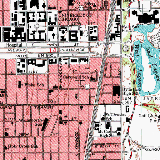 Topographic Map of First Mount Calvary Baptist Church, IL