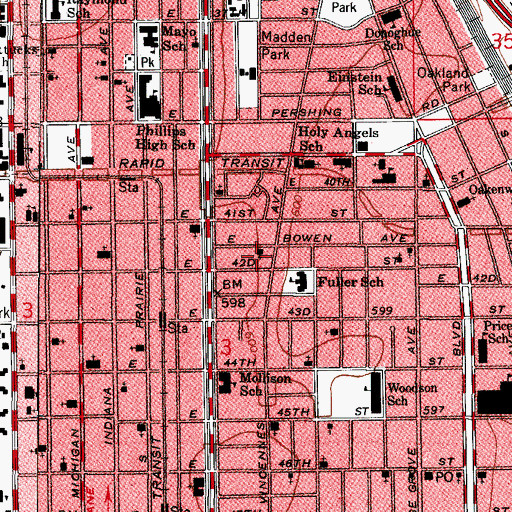 Topographic Map of First Steadfast Missionary Baptist Church, IL