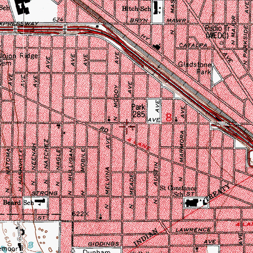Topographic Map of Foster Avenue Baptist Church, IL