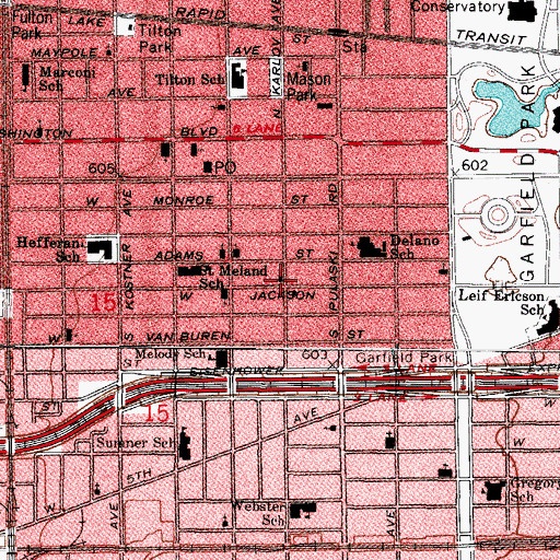 Topographic Map of Garfield Park Baptist Church, IL