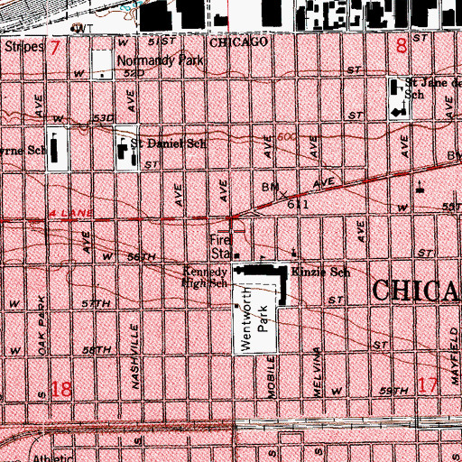 Topographic Map of Garfield Ridge Baptist Church, IL