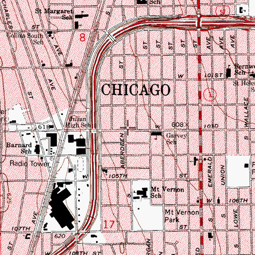Topographic Map of Gospel Temple Missionary Baptist Church, IL