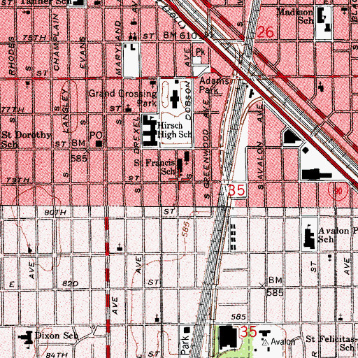 Topographic Map of Grace Eden Baptist Church, IL