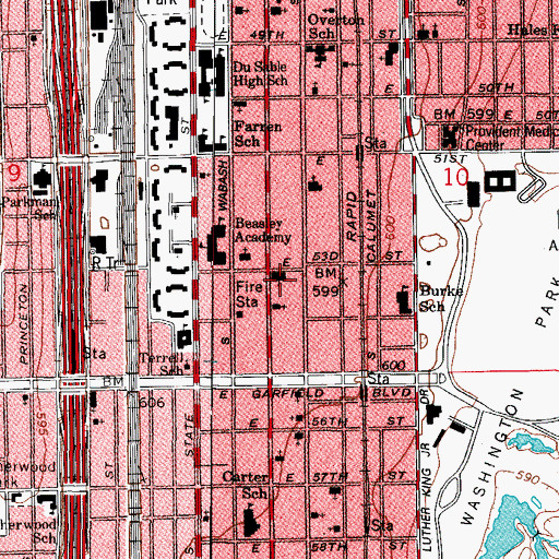 Topographic Map of Greater Bethesda Baptist Church, IL