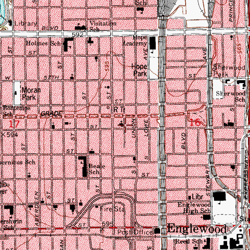 Topographic Map of Greater First Saint John Missionary Baptist Church, IL