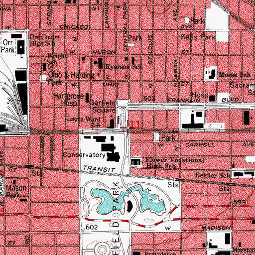 Topographic Map of Greater Garfield Park Baptist Church, IL