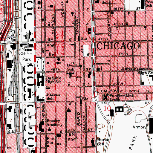Topographic Map of Greater King David Baptist Church, IL