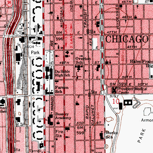 Topographic Map of Greater Mount Moriah Baptist Church, IL