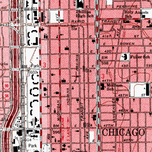 Topographic Map of Greater Mount Olivet Baptist Church, IL