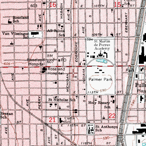 Topographic Map of Greater New Jerusalem Missionary Baptist Church, IL