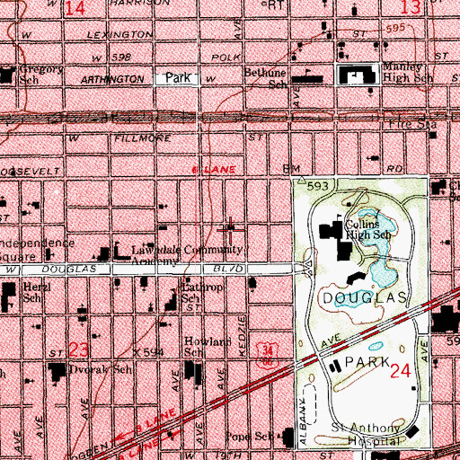 Topographic Map of Greater Open Door Baptist Church, IL