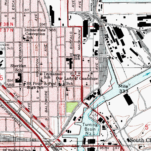 Topographic Map of Greater Rising Sun Baptist Church, IL