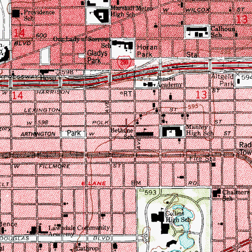 Topographic Map of Greater Thyatiya Missionary Baptist Church, IL