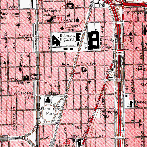 Topographic Map of Harris Temple Baptist Church, IL