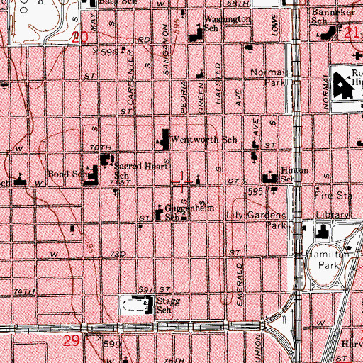 Topographic Map of Harris Temple Church of God and Christ, IL