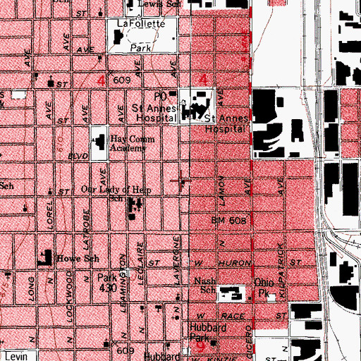 Topographic Map of High Mountain Missionary Baptist Church, IL