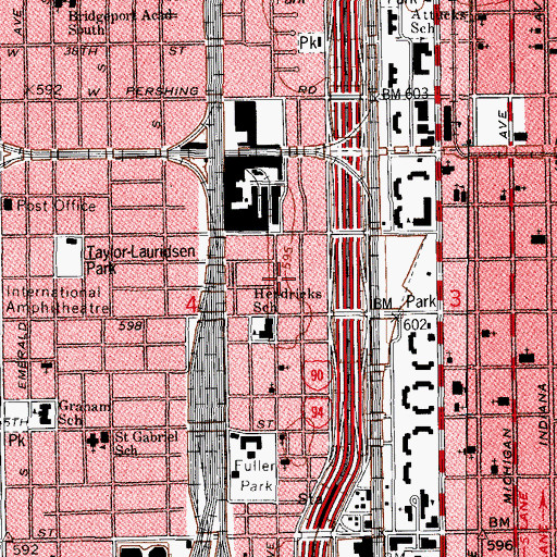 Topographic Map of Inspirational Baptist Church, IL