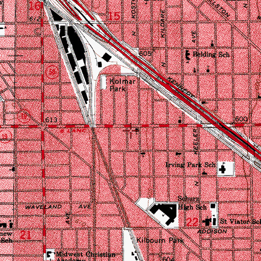 Topographic Map of Irving Park Baptist Church, IL