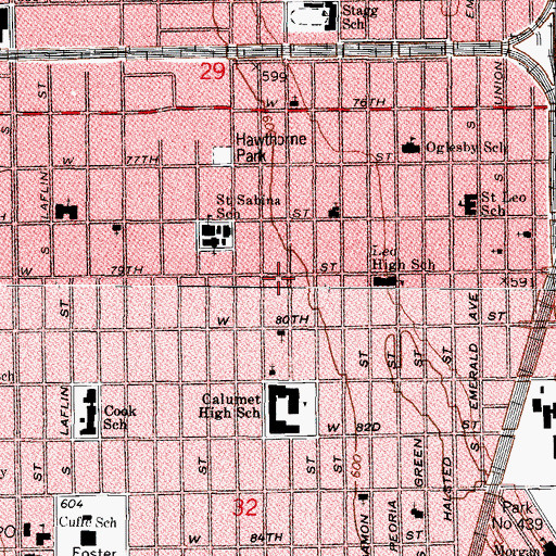 Topographic Map of Kendrick Memorial Missionary Baptist Church, IL