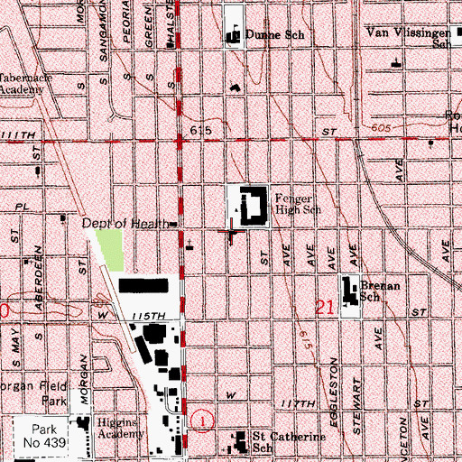 Topographic Map of Lilydale First Baptist Church, IL