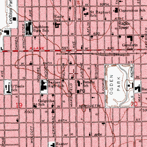 Topographic Map of Little Saint Matthews Baptist Church, IL