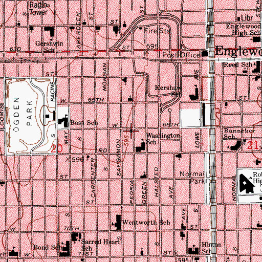 Topographic Map of Manuel Memorial Missionary Baptist Church, IL