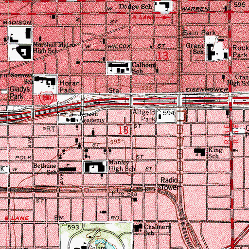 Topographic Map of Mars Hill Missionary Baptist Church, IL