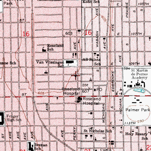 Topographic Map of Mary Magdalene Missionary Baptist Church, IL