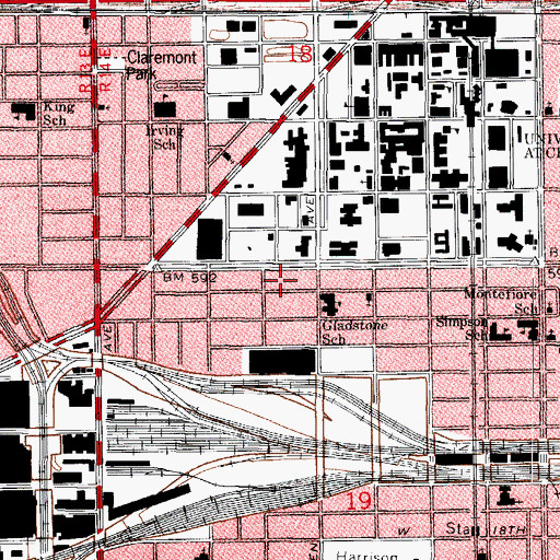 Topographic Map of Miracle Tower Missionary Baptist Church, IL