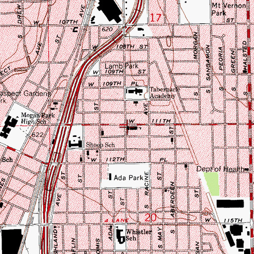 Topographic Map of Mount Calvary Baptist Church, IL