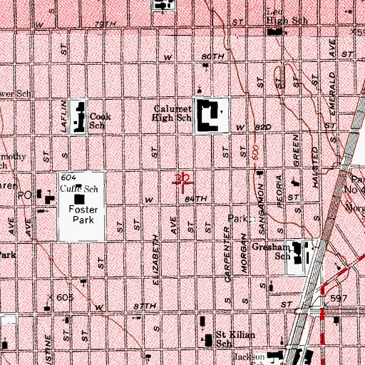 Topographic Map of Mount Zion Missionary Baptist Church, IL