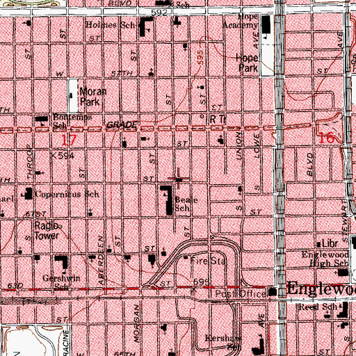 Topographic Map of New Canaan Land Missionary Baptist Church, IL