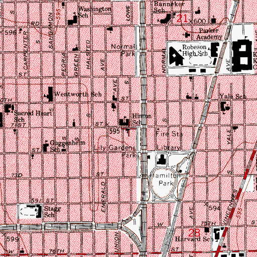 Topographic Map of New Mount Olivet Baptist Church, IL