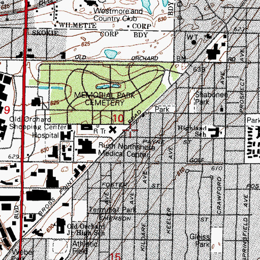 Topographic Map of North Shore Assembly of God, IL