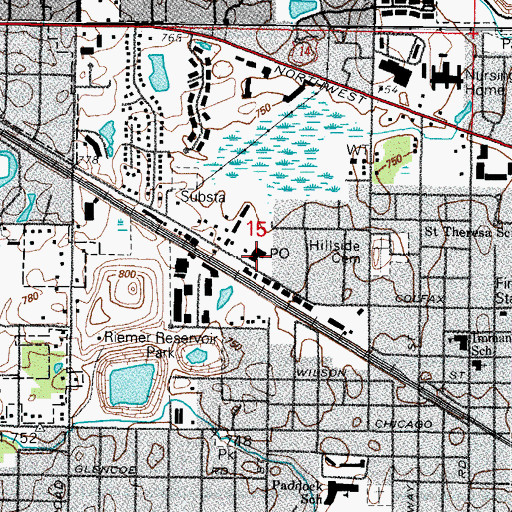 Topographic Map of Palatine Post Office, IL