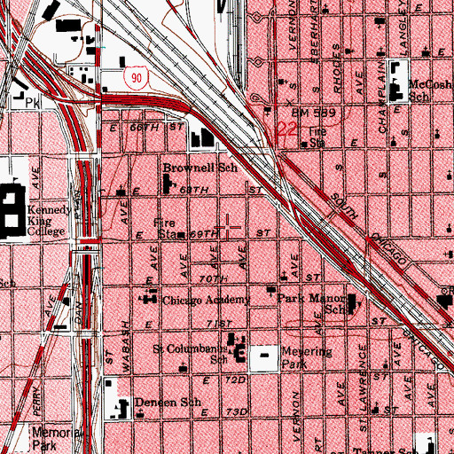 Topographic Map of Park Manor, IL