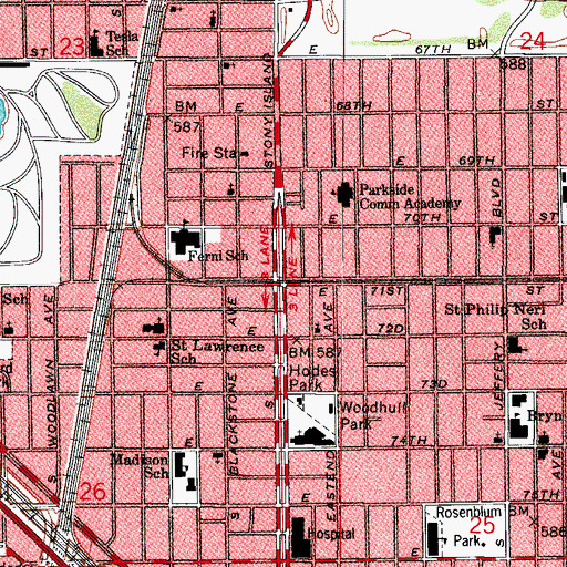 Topographic Map of Parkside Station, IL