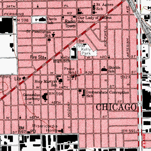 Topographic Map of Peace Lutheran Church, IL
