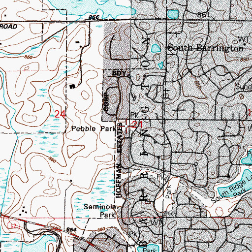 Topographic Map of Pebble Park, IL