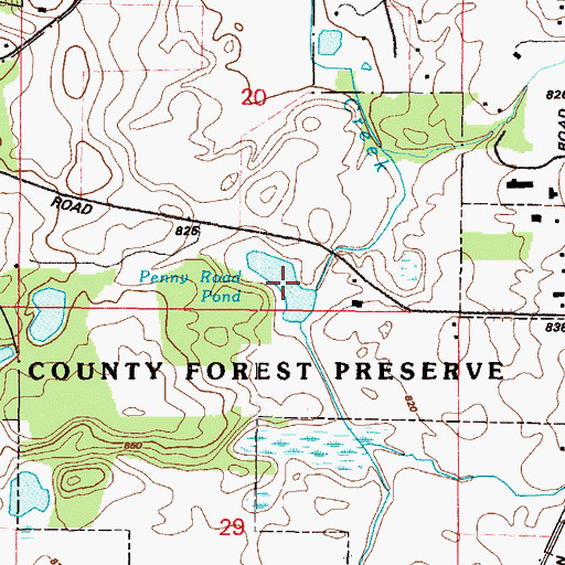 Topographic Map of Penny Road Pond, IL