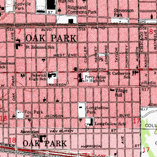 Topographic Map of Percy Julian Junior High School, IL