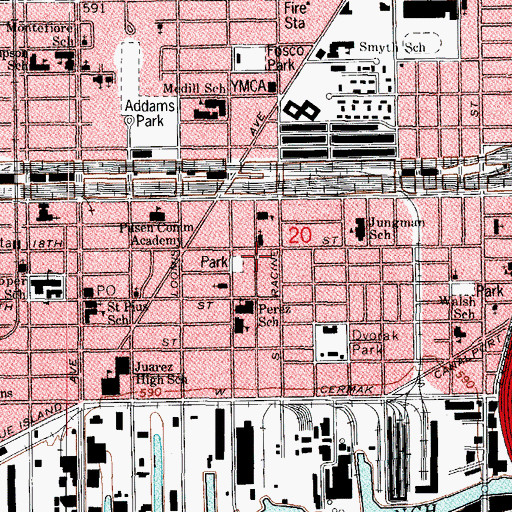 Topographic Map of Pilsen, IL