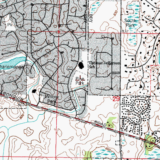 Topographic Map of Pine Park, IL