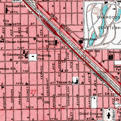Topographic Map of Poverty Row, IL