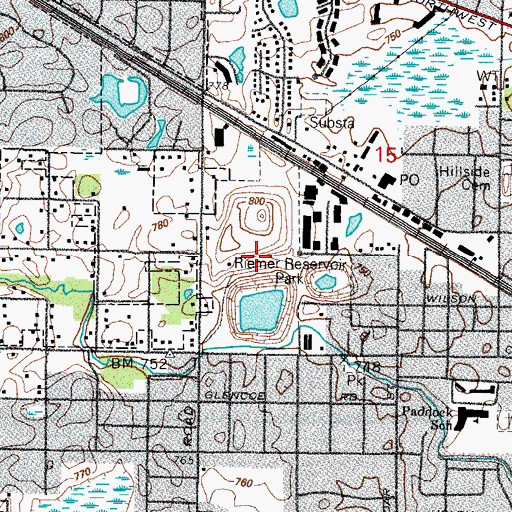 Topographic Map of Riemer Reservoir Park, IL
