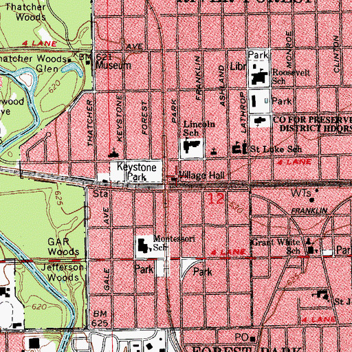 Topographic Map of River Forest Village Hall, IL