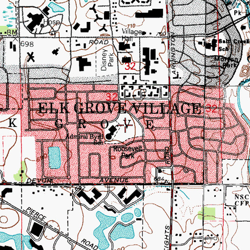 Topographic Map of Roosevelt Park, IL
