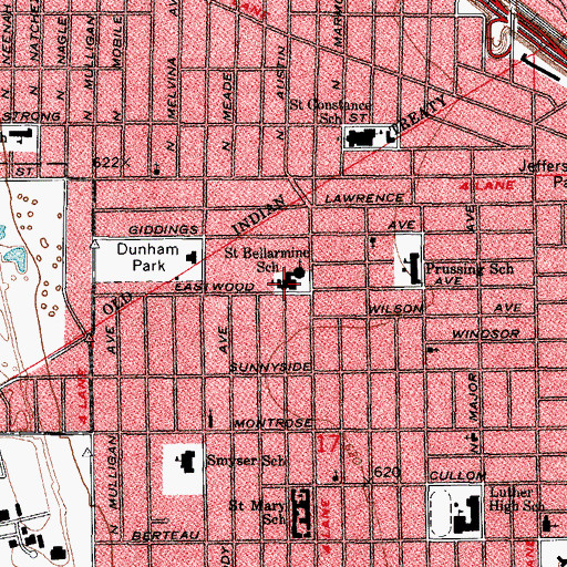 Topographic Map of Saint Robert Bellarmine School, IL